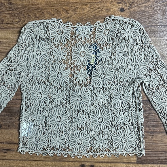 Jones New York • Small/Medium • Brown/Tan • Floral • Crochet • Cardigan Top •New - Picture 12 of 15